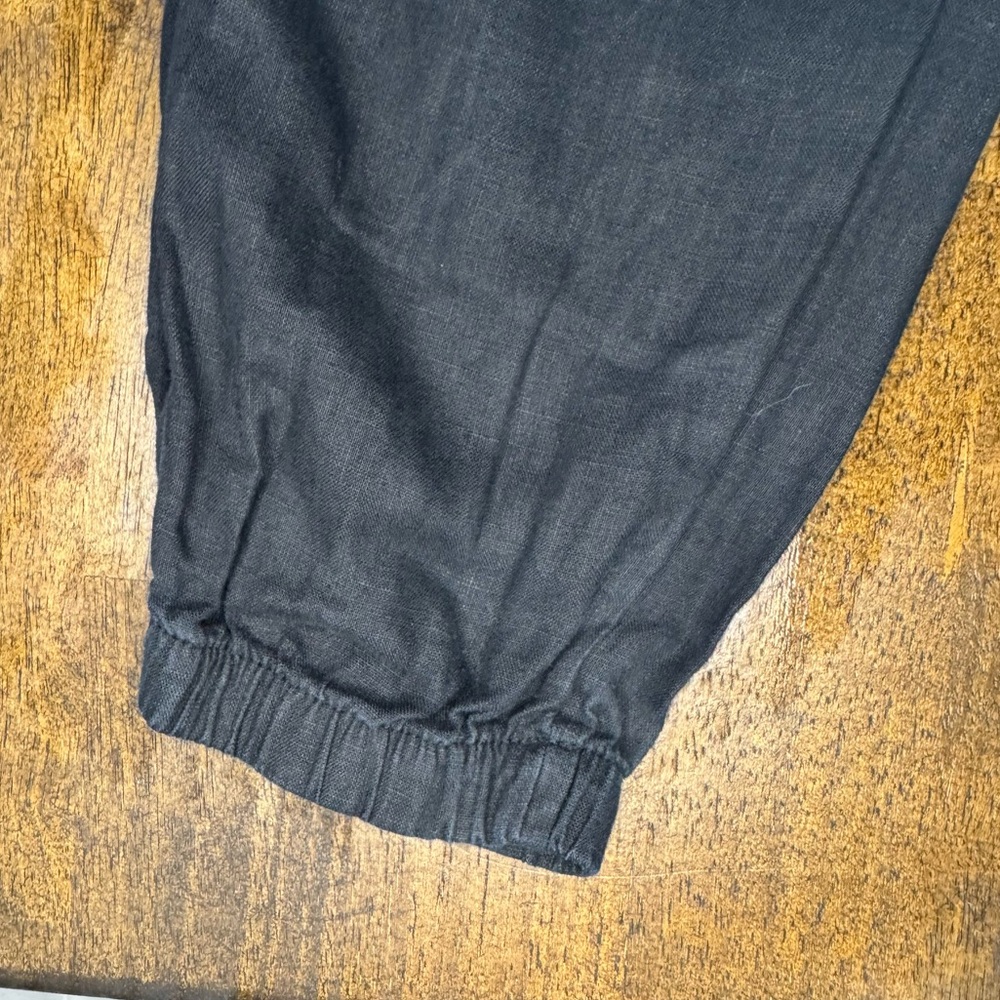 Athleta Black Linen Jogger Pants Elastic Waist Drawstring Size XS - Picture 3 of 8